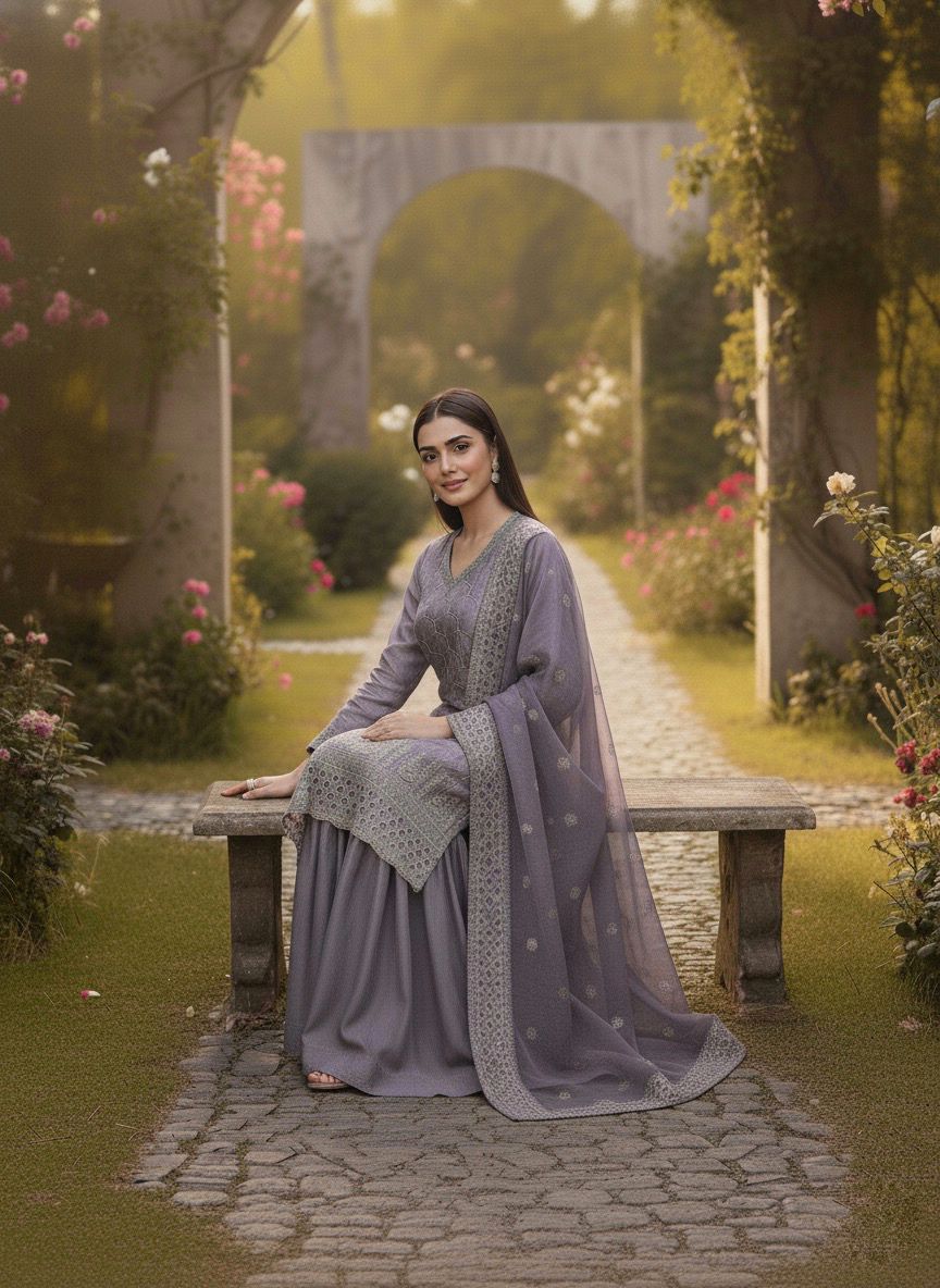 FABLOZ Premium Jimmy Choo Fabric Designer Party Wear Top–Sharara Set with Heavy Beads Embroidery & Sequins Dupatta | Fully Stitched Women’s Festive Outfit