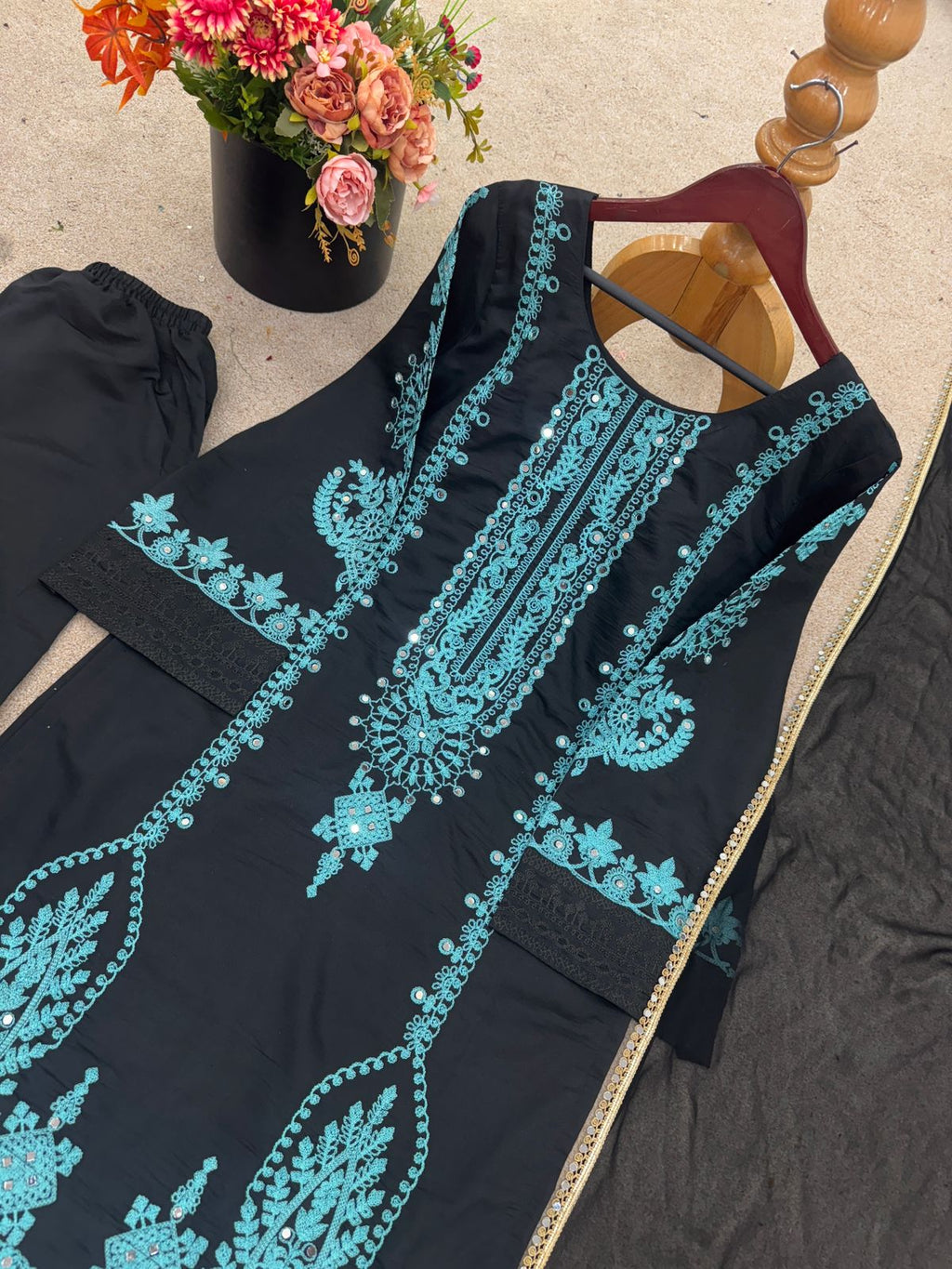 FABLOZ New Designer Party Wear Top- Pant and Dupatta With Heavy Embroidery Work